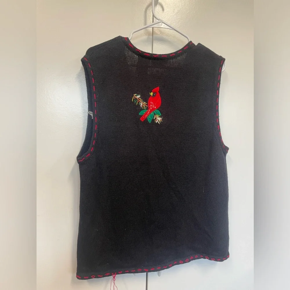 Vintage super ugly Christmas sweater vest. Contest winner. Cardinal - Picture 5 of 6
